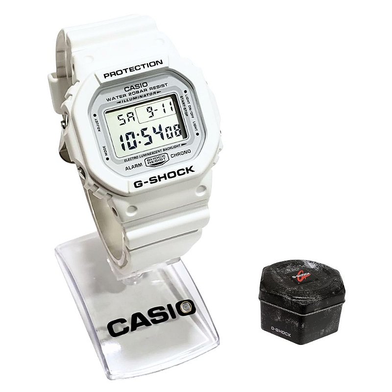 Relógio Casio Masculino Digital G-Shock Branco DW-5600MW-7DR