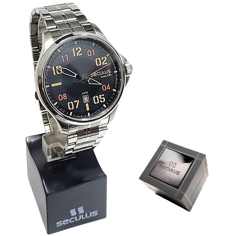 Relógio Seculus Masculino Analógico Prateado Long Life 77201G0SVNA1 ...