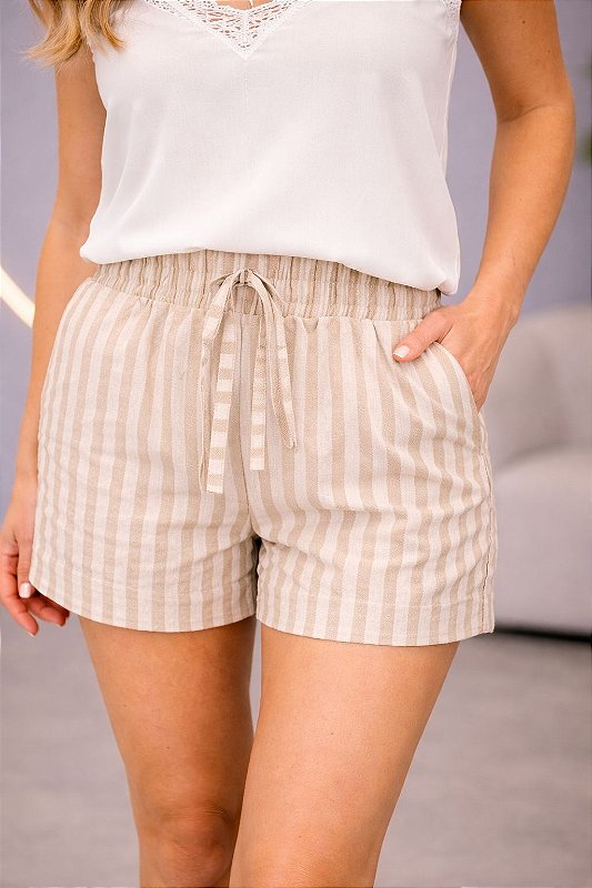 Short em linho listrado - Mariana
