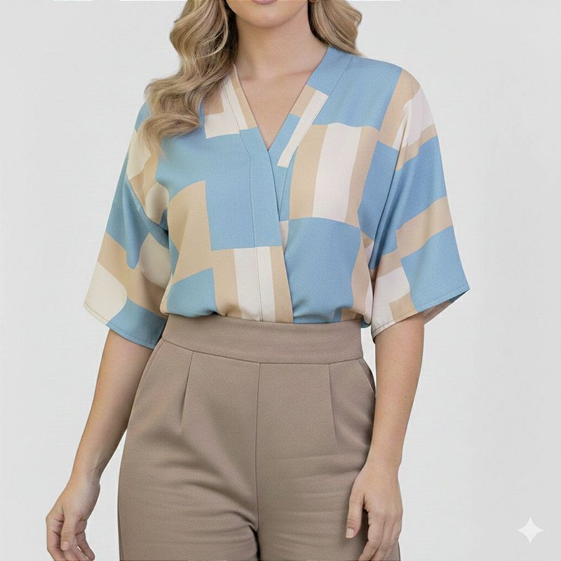Blusa Manga Morcego Estampada - Adriana
