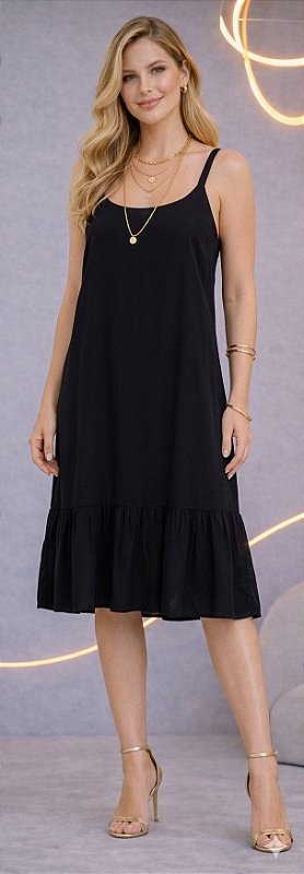 Vestido Alçinha em Viscose Curto Liso 0419 - Elisa