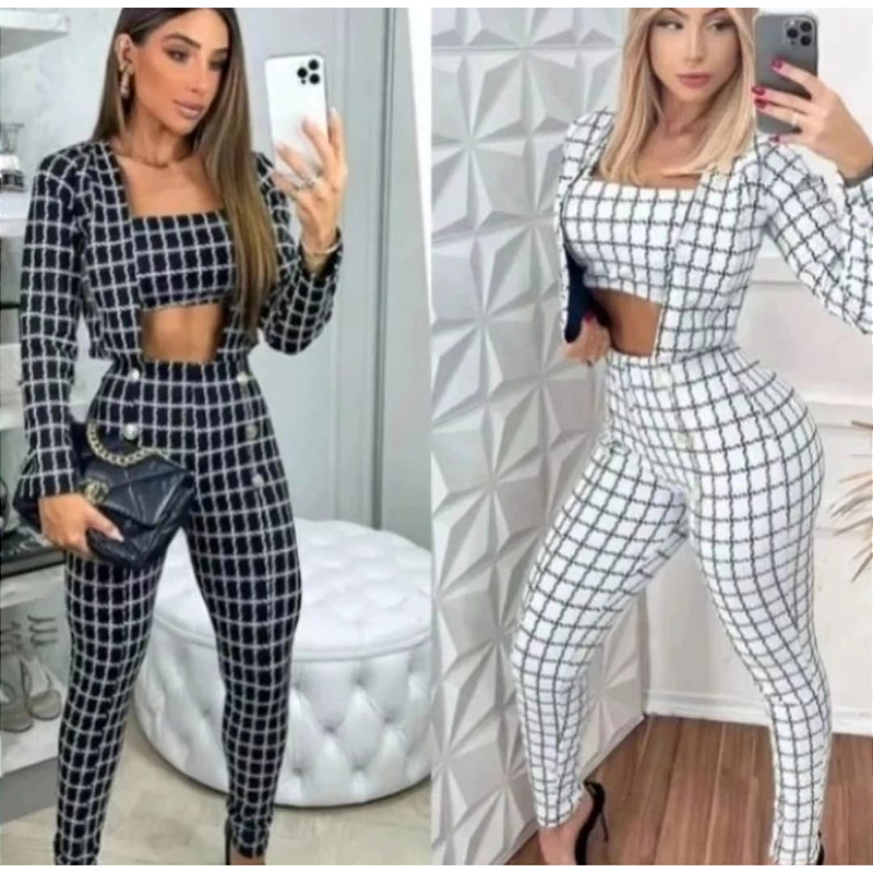 Conjunto Duo Feminino Xadrez  Estilo e Conforto para o seu Look - Jm Grife