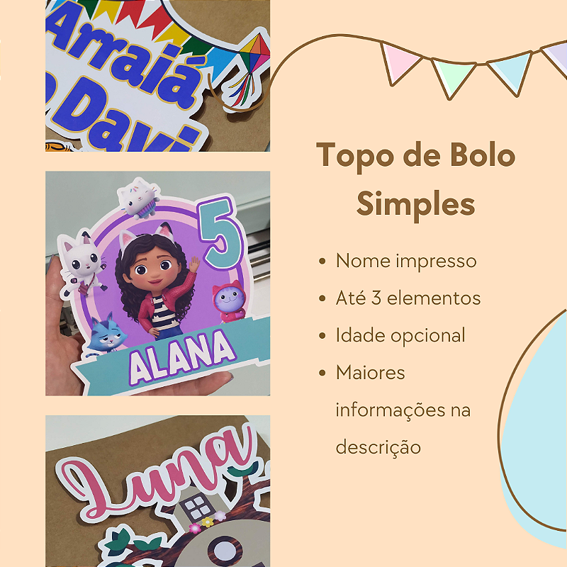Topo de Bolo Simples - Juliana F Gusso - Papelaria Personalizada