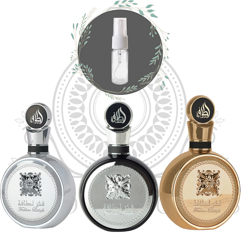 Combo Fakhar : 5 ml Fakhar Platin + 5 ml Fakhar Black + 5 ml Fakhar Extrait - Masculino