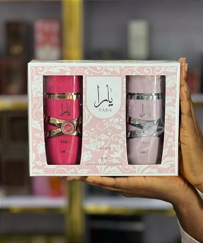 Kit Yara Lattafa : 1 Yara EDP 100 ml + Yara Candy EDP 100 ml Perfume Árabe Feminino