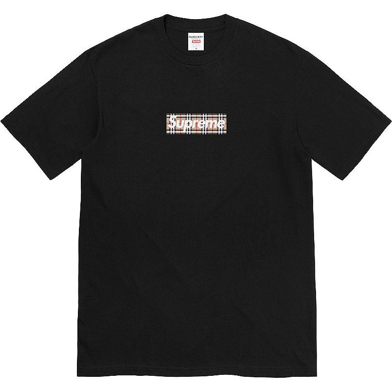 SUPREME x BURBERRY Camiseta Box Logo Preto NOVO Pineapple Co. 100 Autentico Itens Exclusivos e Limitados