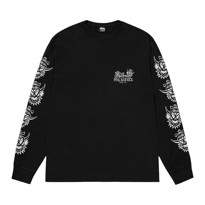 t*様 pool by class 25aw long sleeve t-shi stussy---camiseta-manga-longa-