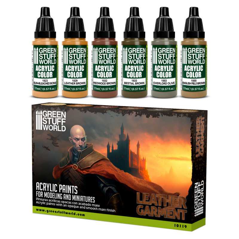 Conjunto Tintas Acrílicas LEATHER BROWN - Green Stuff World (Box