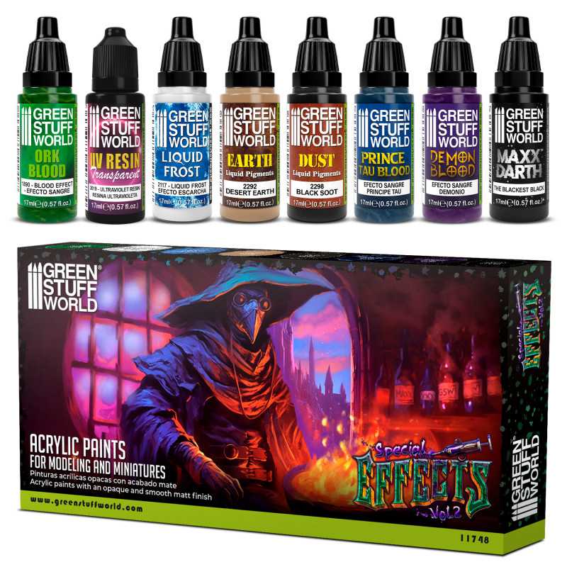 Conjunto Tintas Acrílicas SPECIAL EFFECTS Vol. 02 - Green Stuff