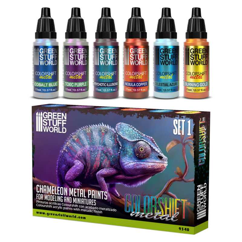 Conjunto Tintas Metálicas CHAMALEON SET 1 - Green Stuff World (Box x6 ...