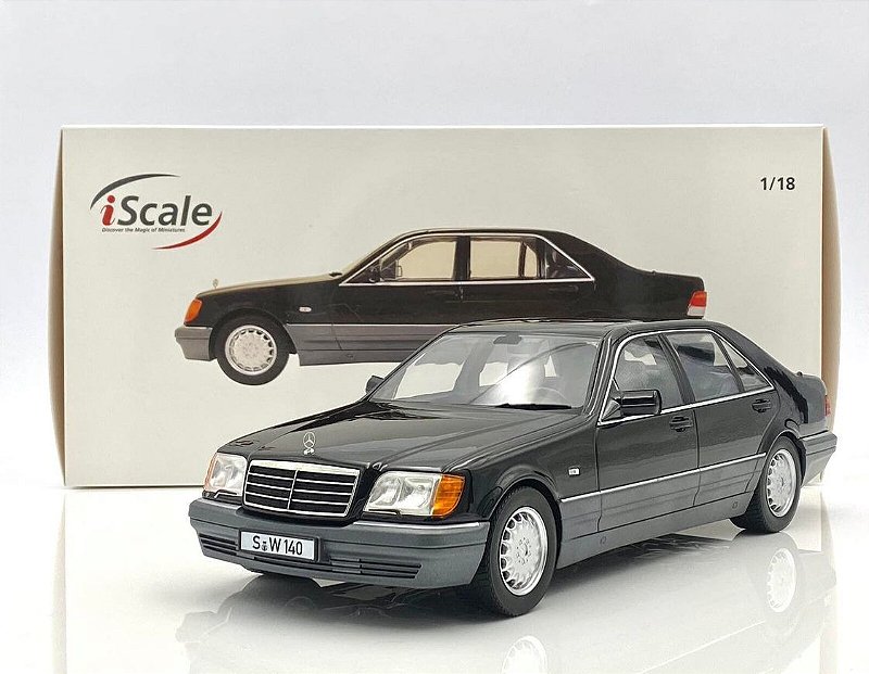 Mercedes Benz S500 (W140) 1994-98 1:18 iScale Preto - 20 anos
