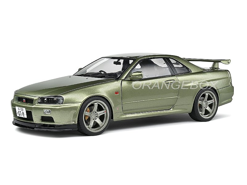 ミニカー NISSAN SKYLINE R31-R34 12MODELS Nissan Skyline GT-R (R34) 1999 1:18 Solido Verde - 20 anos! Loja