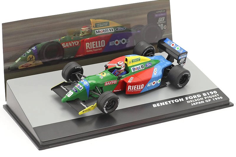 BENETTON B190 1990 Nelson Piquet ミニカー Fórmula 1 Benetton Ford B190 Nelson Piquet Winner Gp Japan 1990 1