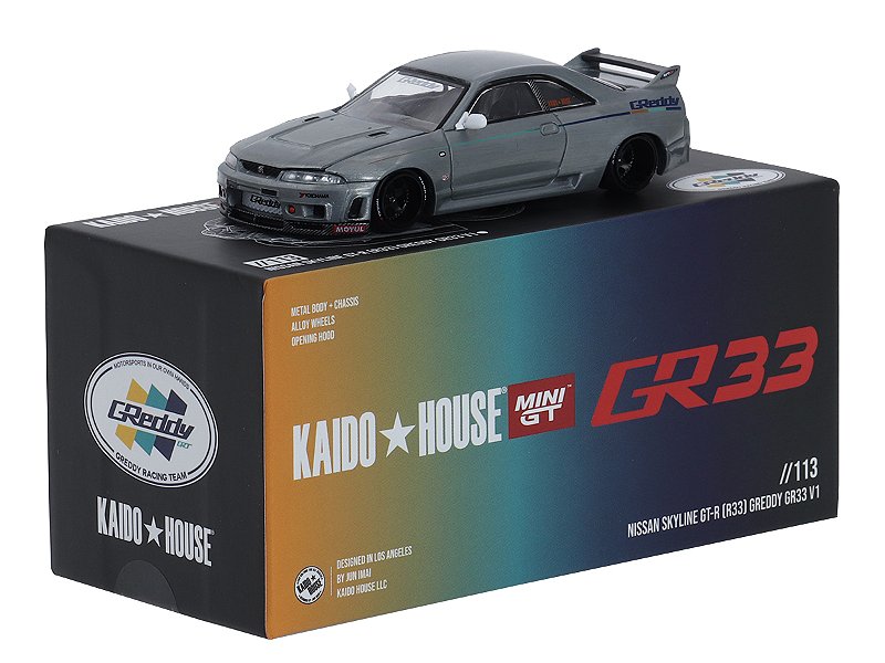 Nissan Skyline GT-R (R33) Greddy GR33 V1 Kaido House 1:64 Mini GT