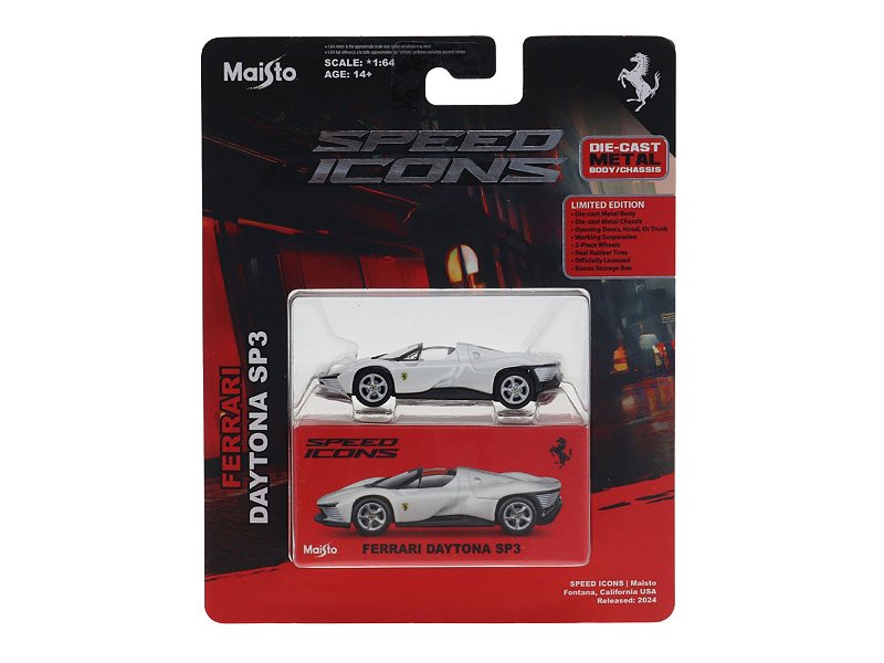 Ferrari Daytona SP3 1:64 Maisto Speed Icons Branco - 19 anos! Loja