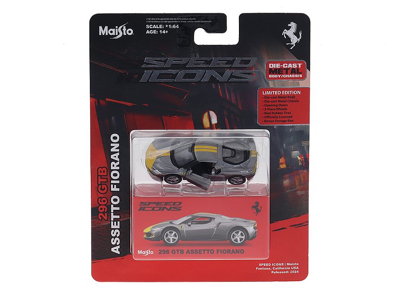 Ferrari 296 GTB Assetto Fiorano 1:64 Maisto Speed Icons Cinza - 20