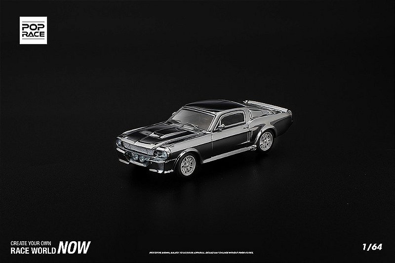 POP RACE 1/64 Shelby Mustang GT500 チェイス PRÉ-VENDA *** Shelby Mustang GT500 Silver Chrome 1:64 POP RACE