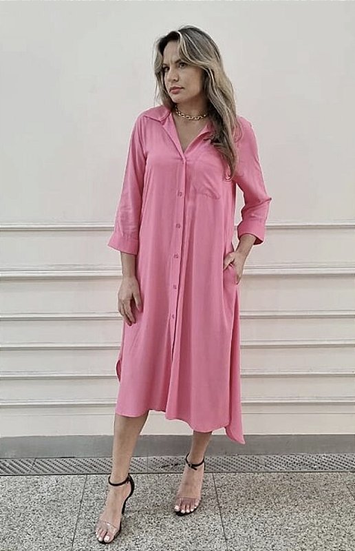 VESTIDO CHEMISE ROSA