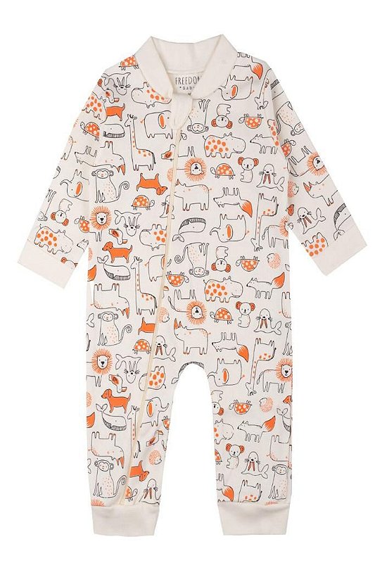 Macacão Bebê Infantil Suedine Safari Off White - Louli Baby