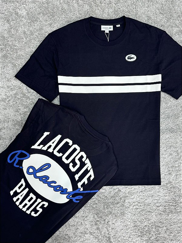 CAMISETA LACOSTE PARIS HERITAGE AZUL MARINHO - Loja Vei do tenis