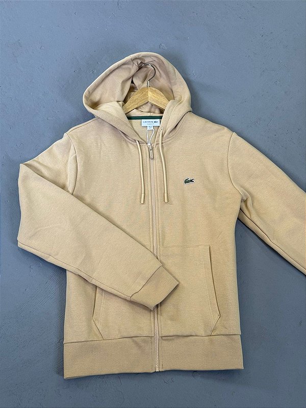 MOLETOM LACOSTE HOODIE C/ZIPER KAKHI - Loja Vei do tenis- os melhores
