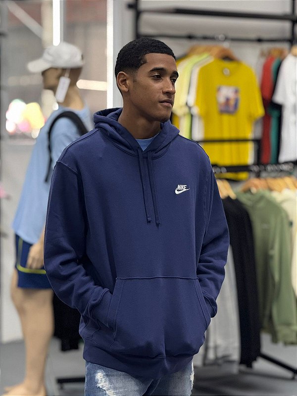 Moletom Nike Sportswear Clube Fleece Azul Marinho Loja Vei do