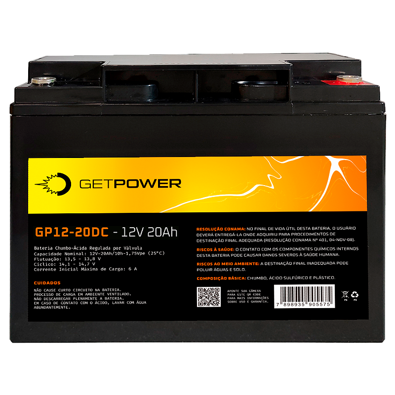 Bateria Selada V Ah Dc Getpower Vrla Agm Braspower