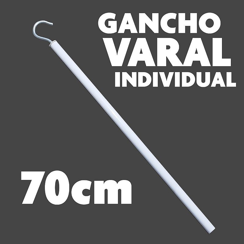 Haste Gancho para Varal de Teto/Parede Individual Alumínio 70 cm - Bitenfer Varais