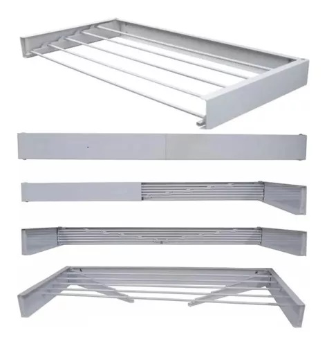 Varal Mágico 120 Cm 7 Varetas Apartamento Kitnets Aluminio