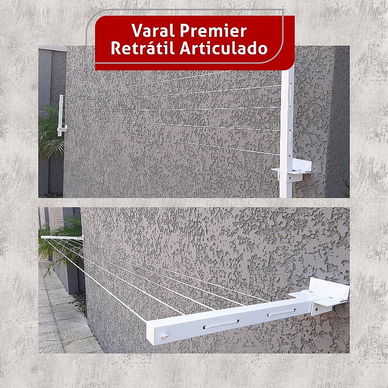 Varal De Parede Dobravel Recolhivel Ariculado 60 Kg Retratil Alumínio