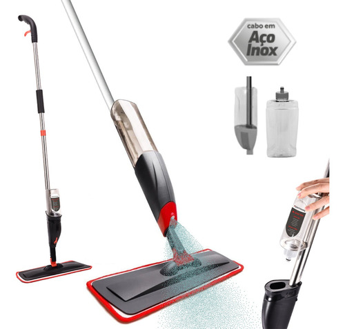 Mop Spray Tam Unico Vermelho/Cinza - POWERMAID