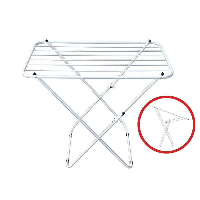 Varal De Chão Aluminio Sem Abas Com Pintura Eletrostática Branco - Bitenfer Varais