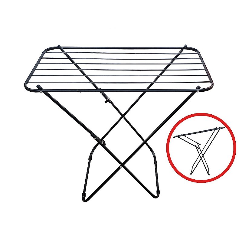Varal De Chão Aluminio Sem Abas Com Pintura Eletrostática Preto - Bitenfer Varais