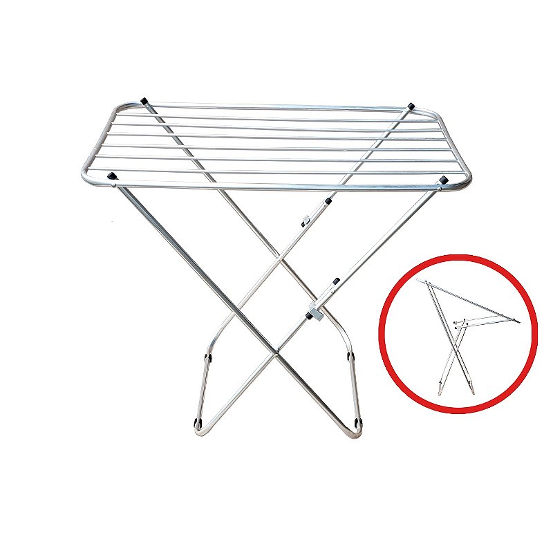 Varal De Chão Aluminio Sem Abas Com Pintura Eletrostática Prata - Bitenfer Varais