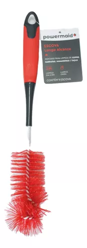 Escova Longo Alcance Limpeza para Copos, Garrafas, Mamadeiras e Taças – Powermaid