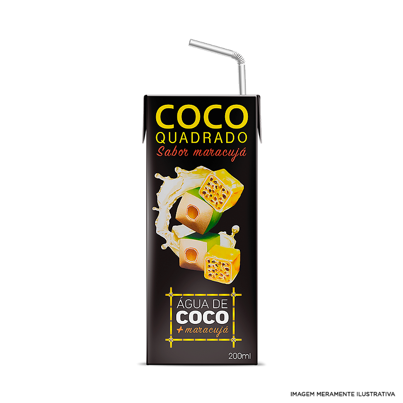 Água de Coco Quadrado Sabor Maracujá 200ml - Destro