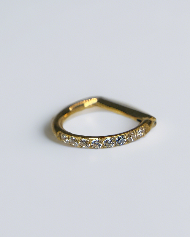 Piercing D ring com Zircônias Cravejadas Titânio - Alternative