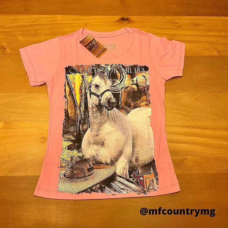 Camiseta Feminina Cavalo Marrom Frente Country Tshirt