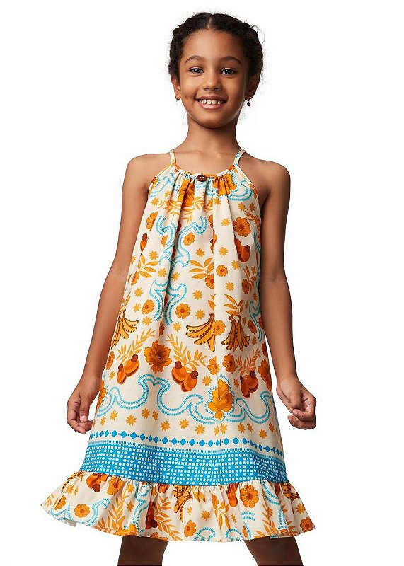 Vestido Curto Azulejo Kids