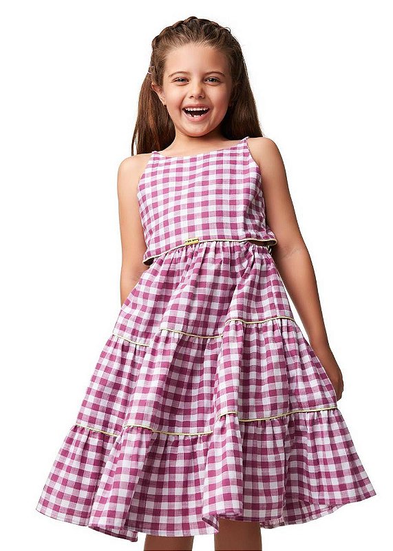 Vestido Vichy Uva Com Limão Kids