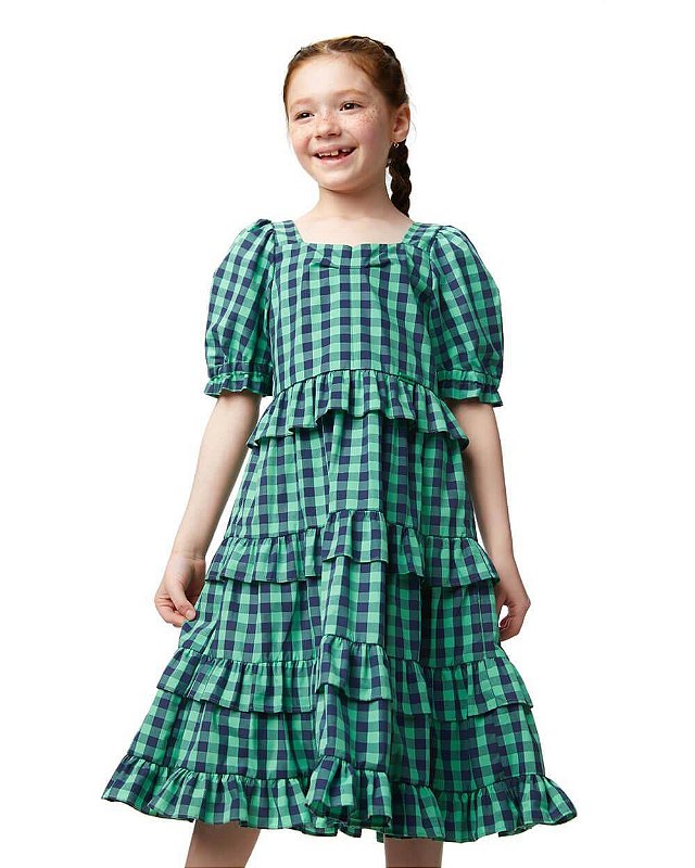 VESTIDO FARM XADREZ VERDE - Mer Bleu - Moda Infantil