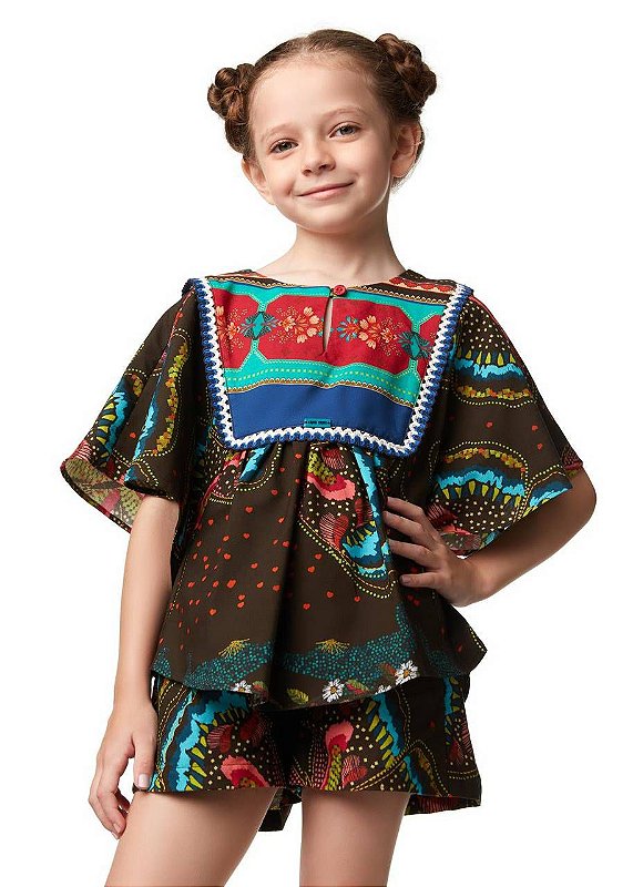 Conjunto Shorts E Bata Borboletário Kids