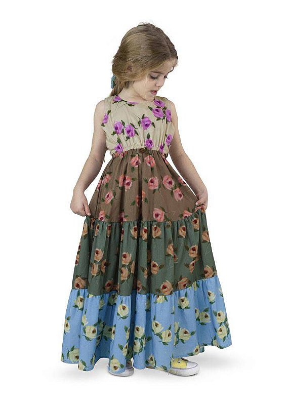 Vestido Longo Amor Em Flor Kids