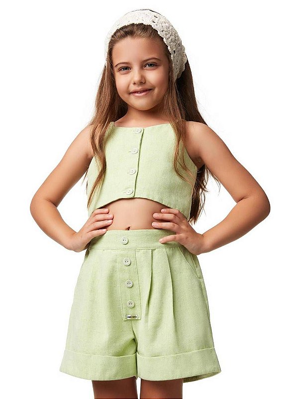 Conjunto Top E Shorts Uva Verde Kids