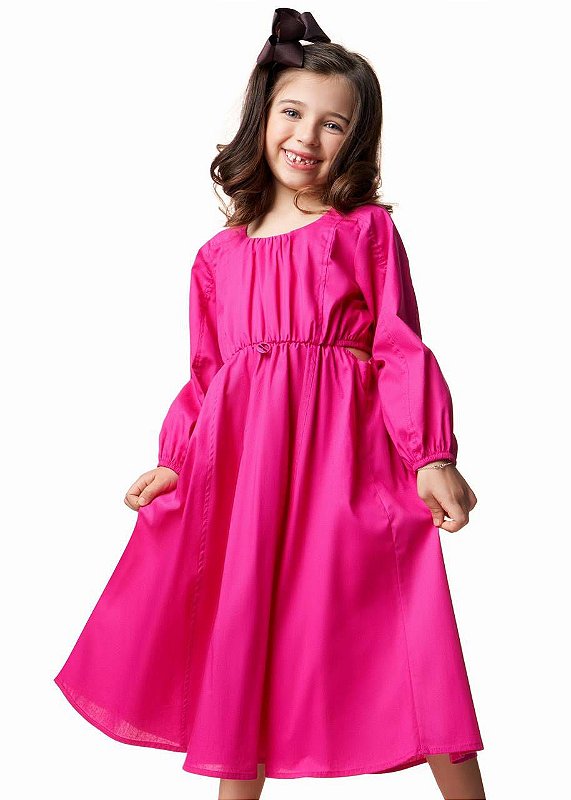 Vestido Midi Pitaya Mangas Longas Kids