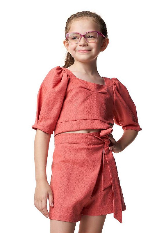 Conjunto Shorts Saia E Top Goiaba Kids