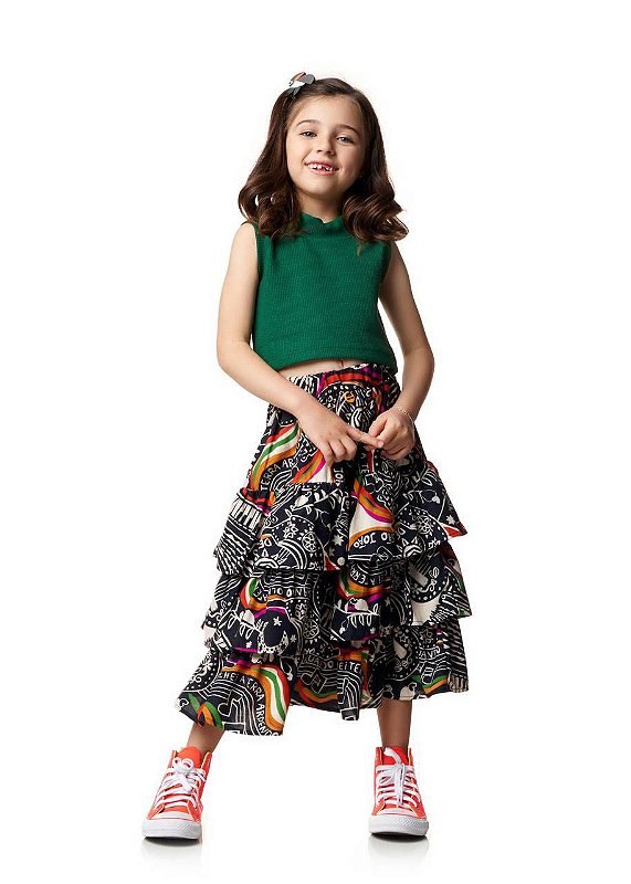 Saia Asa Branca Com Top Cropped Kids