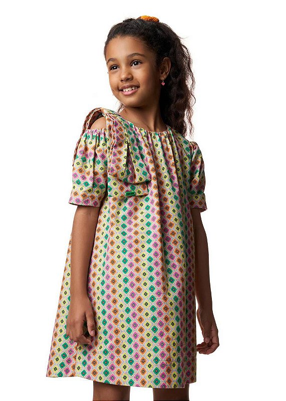 Vestido Laço Estampa Gravataria Kids