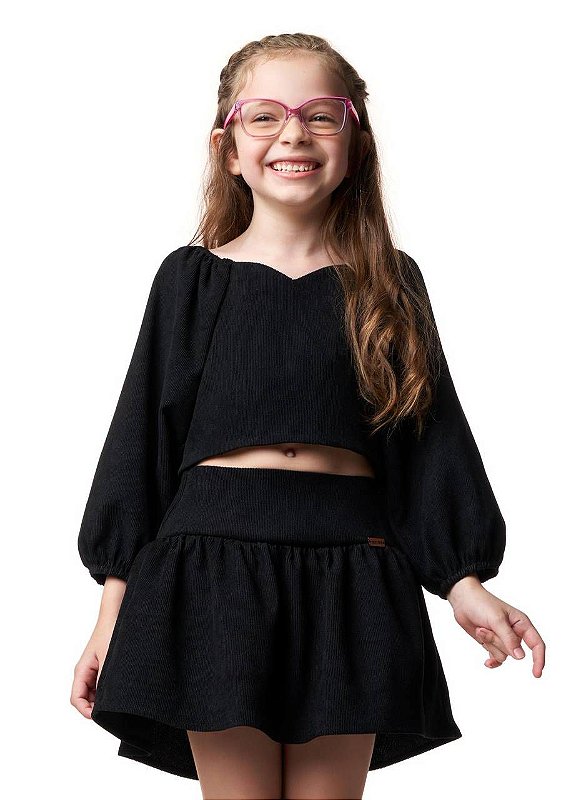 Conjunto Shorts Saia E Top Canelado Jabuticaba Teen