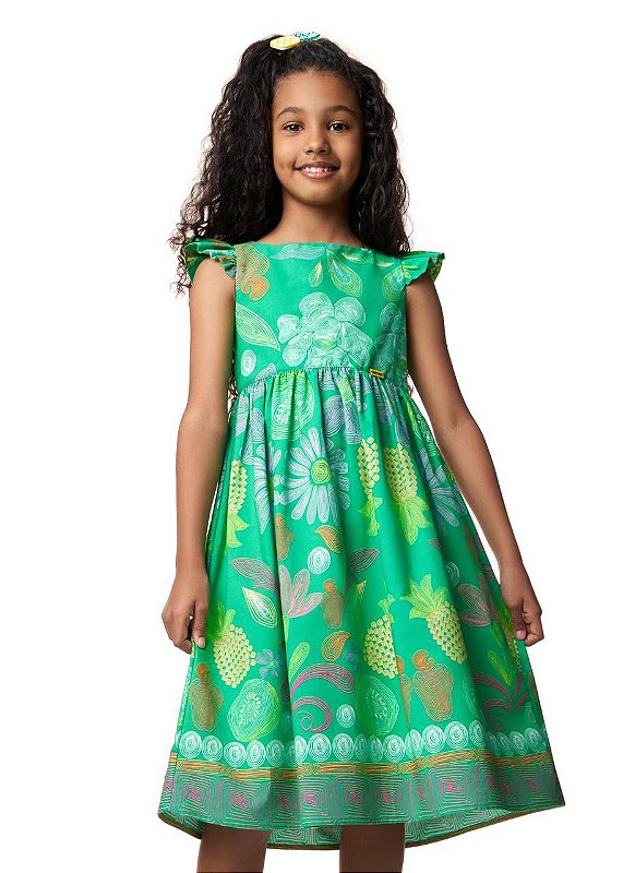Vestido Midi Jardim Verde Kids